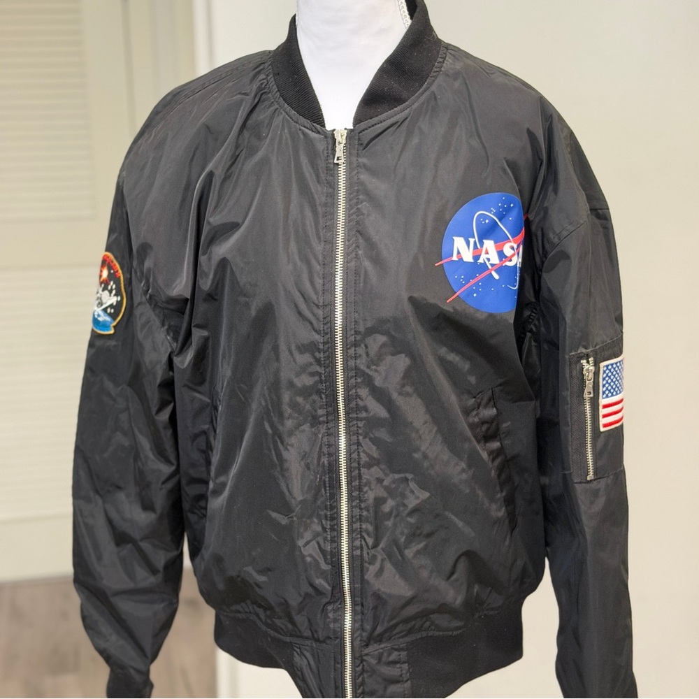 Black Bomber Jacket with NASA Patches